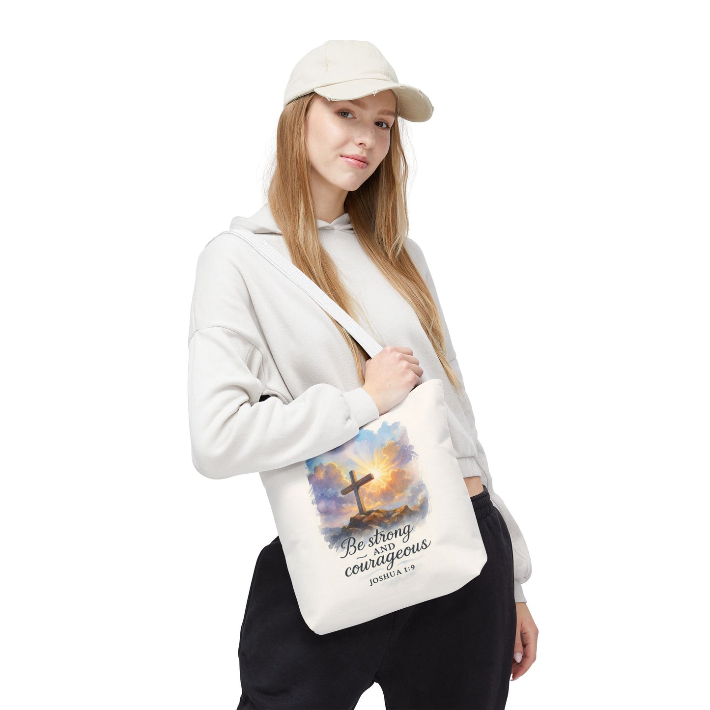 Inspirational Tote Bag - Be Strong and Courageous - Joshua 1:9 Memorial Gift