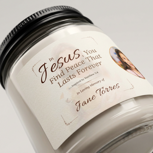 Lasting Peace Memorial Photo Candle | Personalized Christian Sympathy Gift for Loss of Child