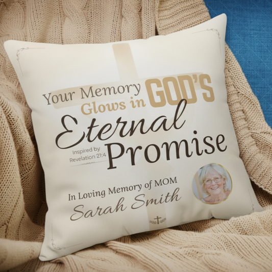 In Loving Memory Pillow – Eternal Promise Design | Personalized Christian Memorial & Sympathy Gift