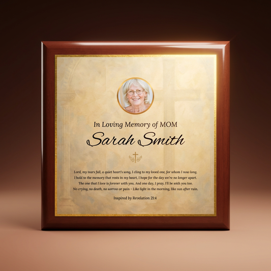 Golden Grace Memorial Keepsake Box | Personalized Christian Gift for Loss of Mother