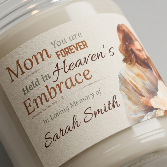 Heaven’s Embrace Memorial Candle | Personalized Christian Sympathy Gift for Loss of Mother