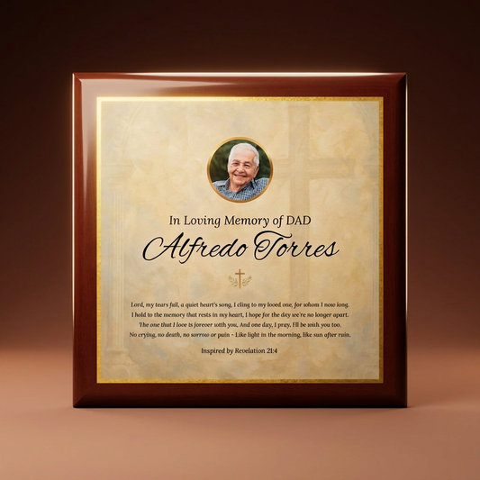 Golden Grace Memorial Keepsake Box | Personalized Christian Gift for Loss of Father