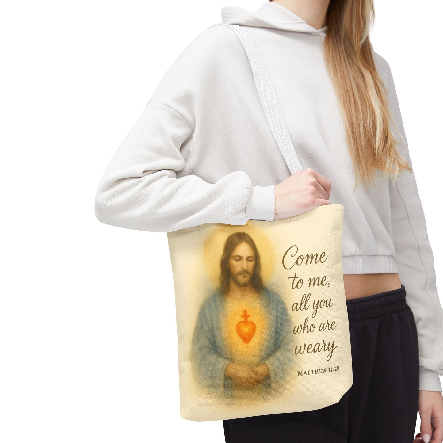 Inspirational Tote Bag - Come to Me, All You Who Are Weary - Matthew 11:28 Memorial Gift