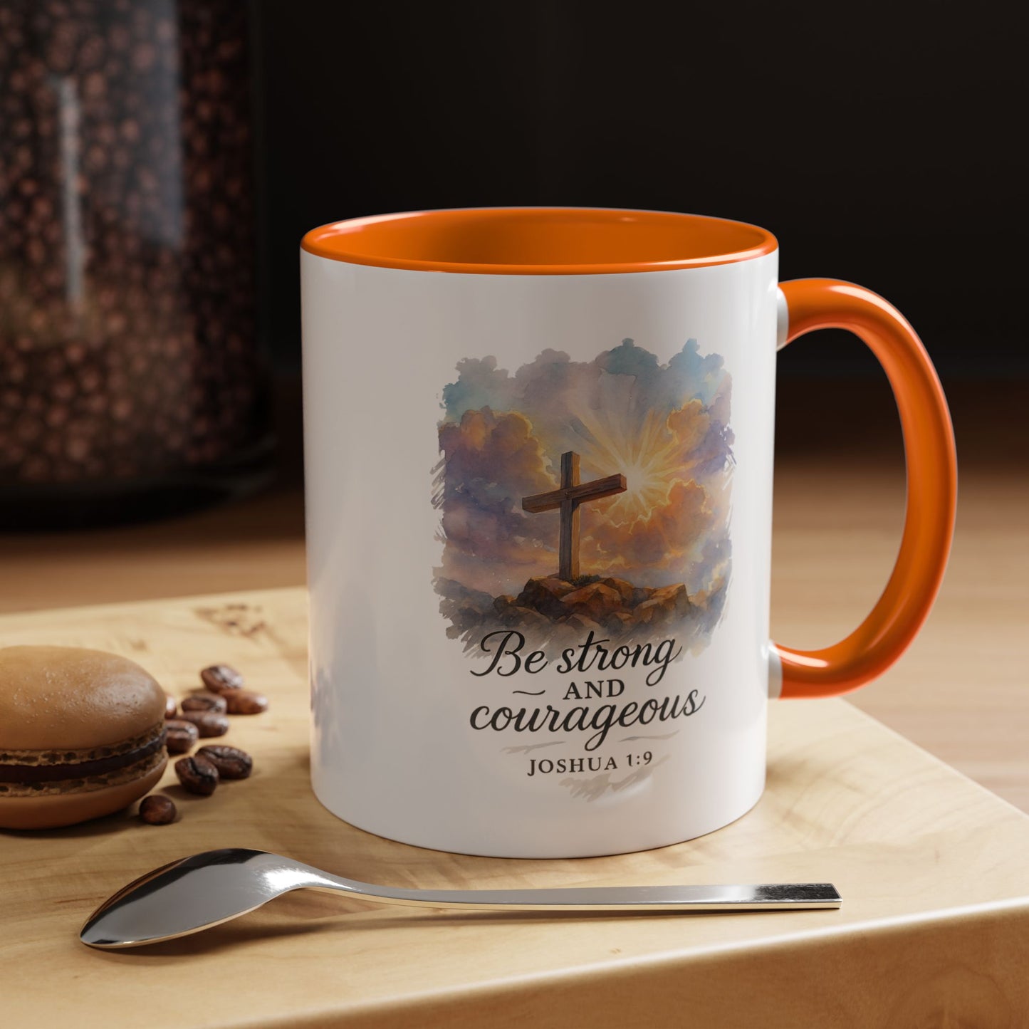 Memorial Accent Coffee Mug - Be Strong and Courageous - Joshua 1:9
