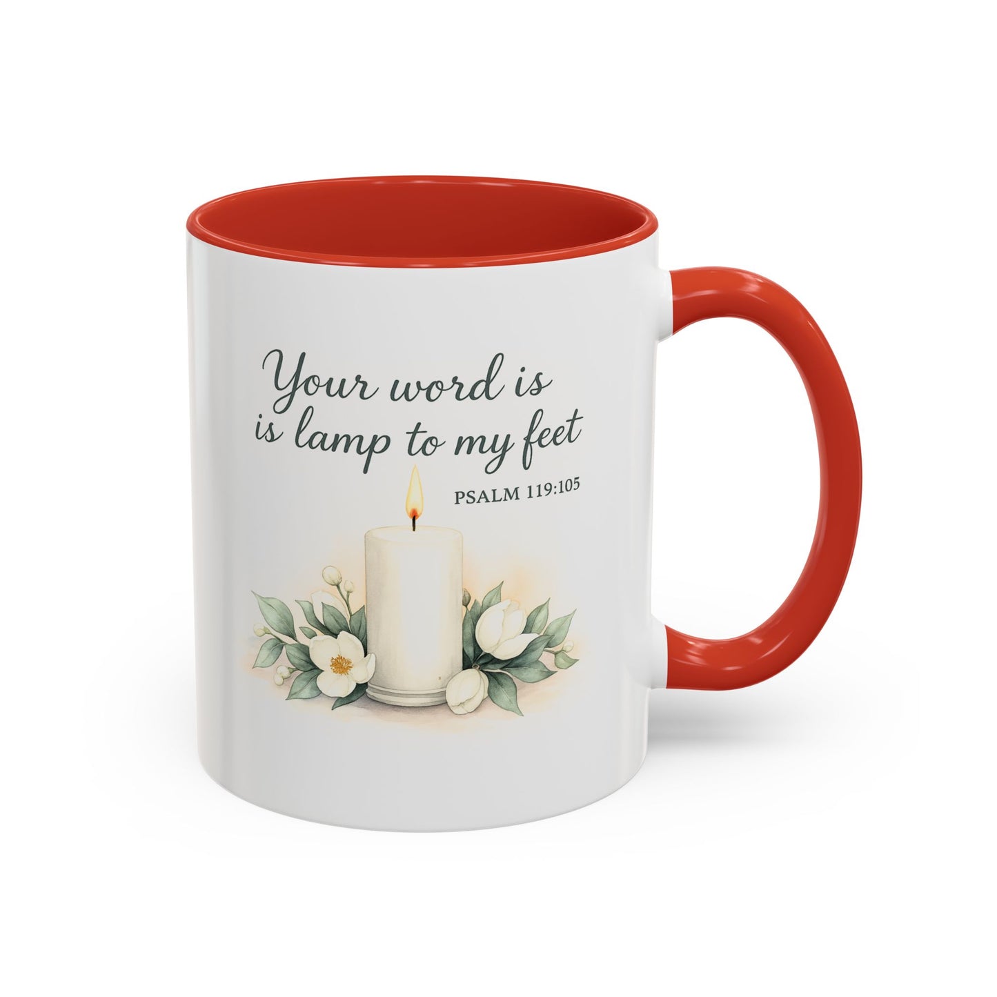 Memorial Accent Coffee Mug - Your Word Is a Lamp to My Feet - Psalm 119:105