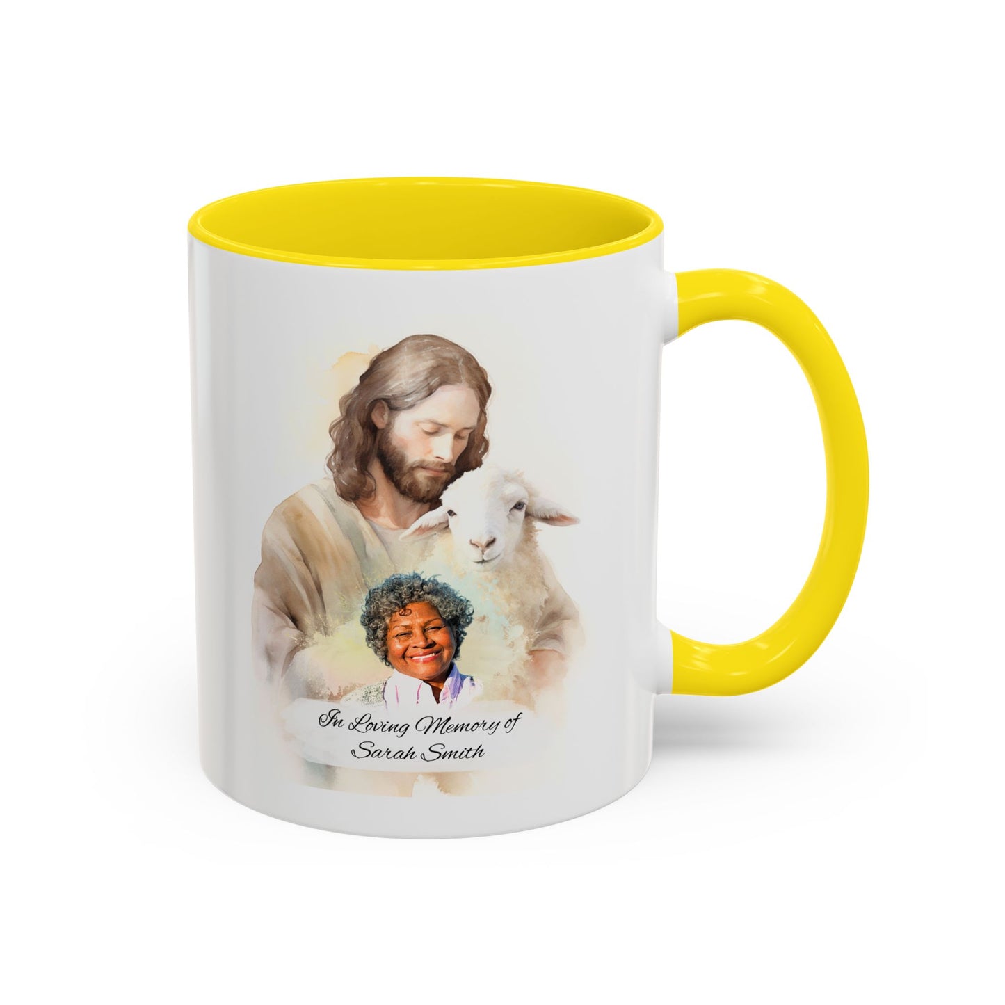 Custom Memorial Accent Coffee Mug with Photo and Text – Sacred Shepherd Keepsake