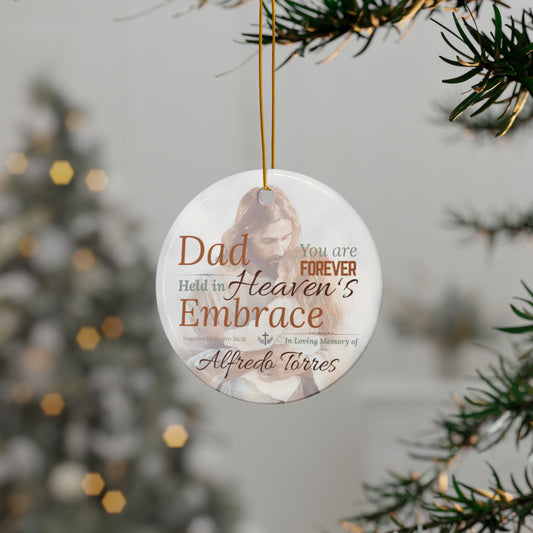 Heaven’s Embrace Memorial Ornament | Personalized Christian Sympathy Gift for Loss of Father