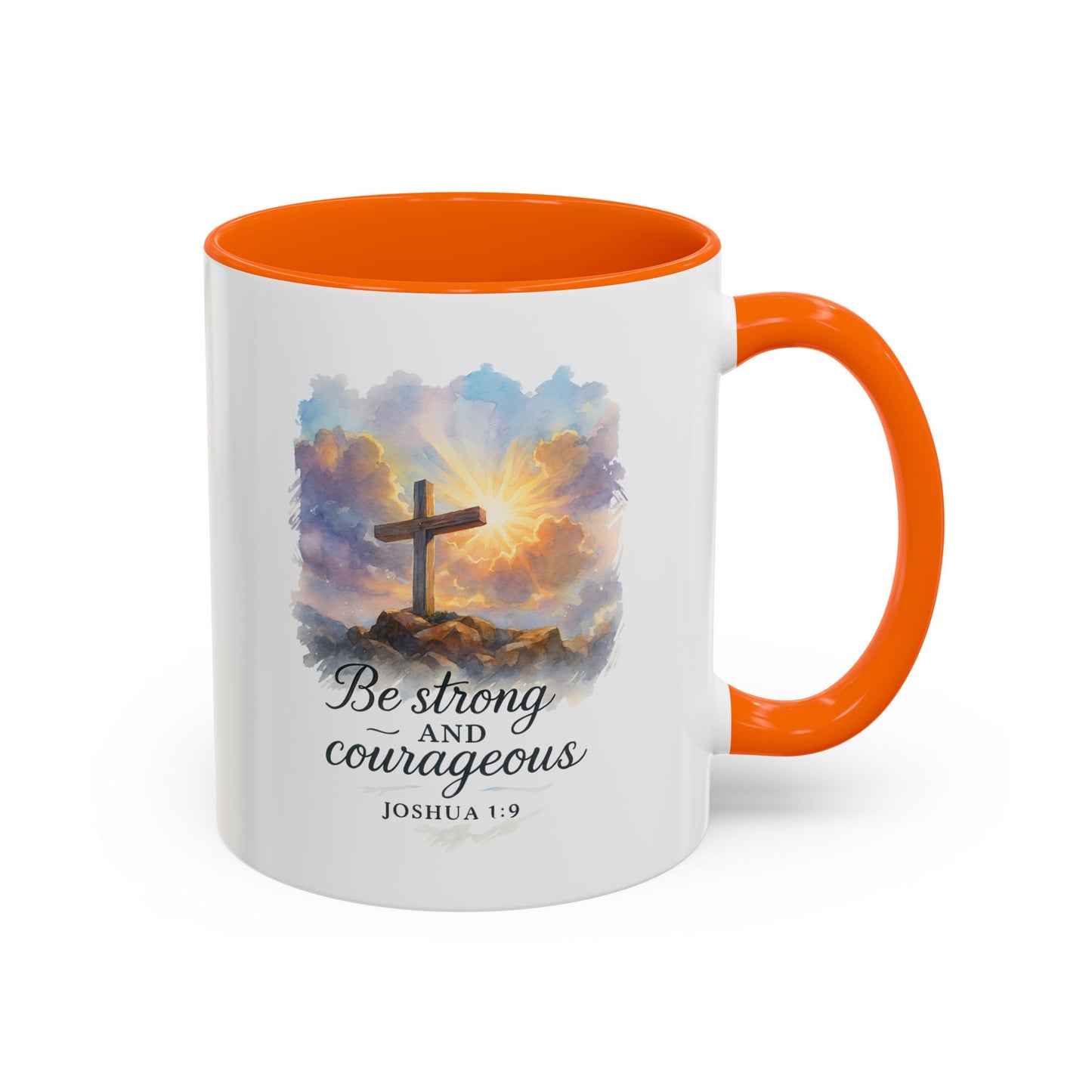 Memorial Accent Coffee Mug - Be Strong and Courageous - Joshua 1:9