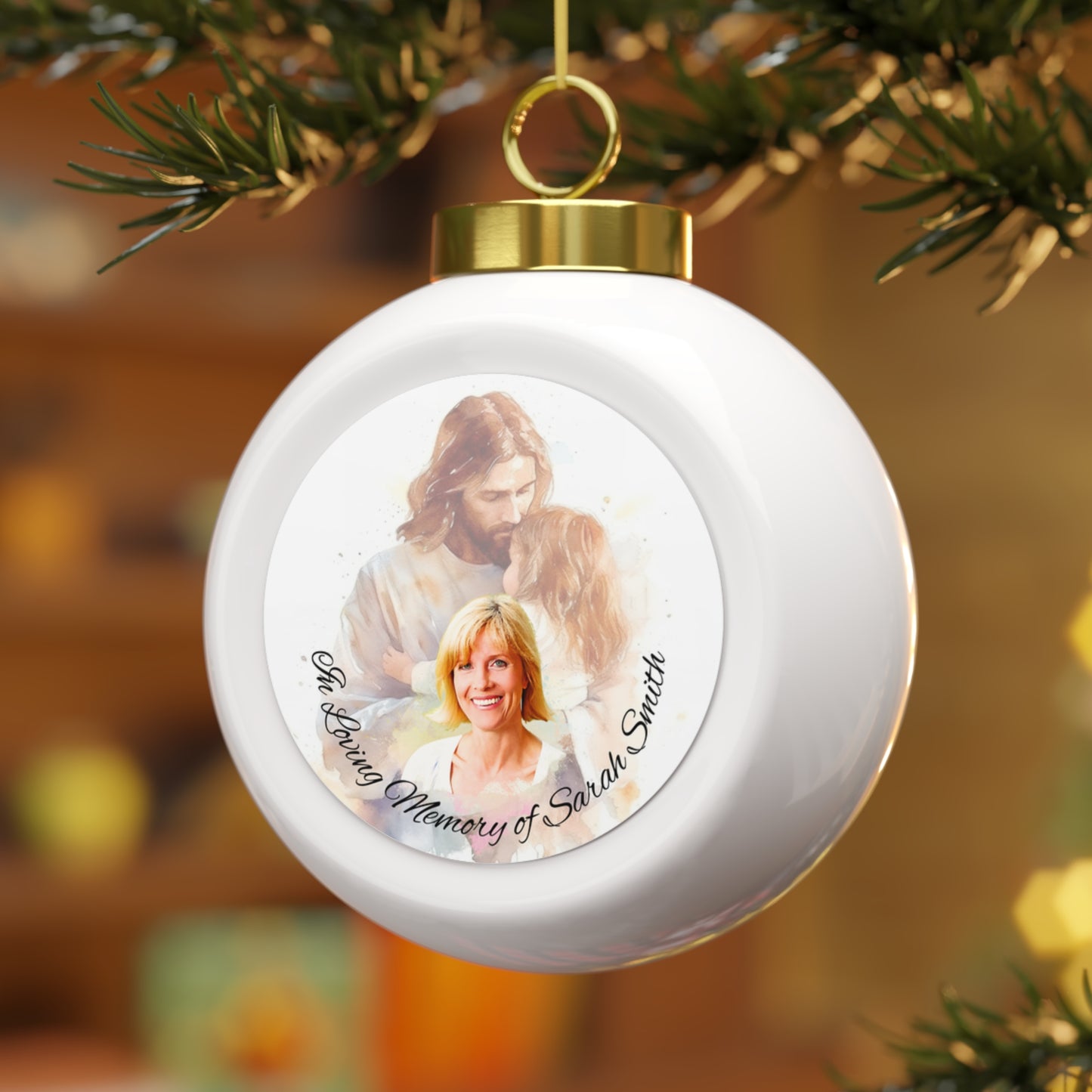 Memorial Christmas Ball Ornament, Personalized Gentle Comfort of Christ Keepsake, Eternal Memory Holiday Decor