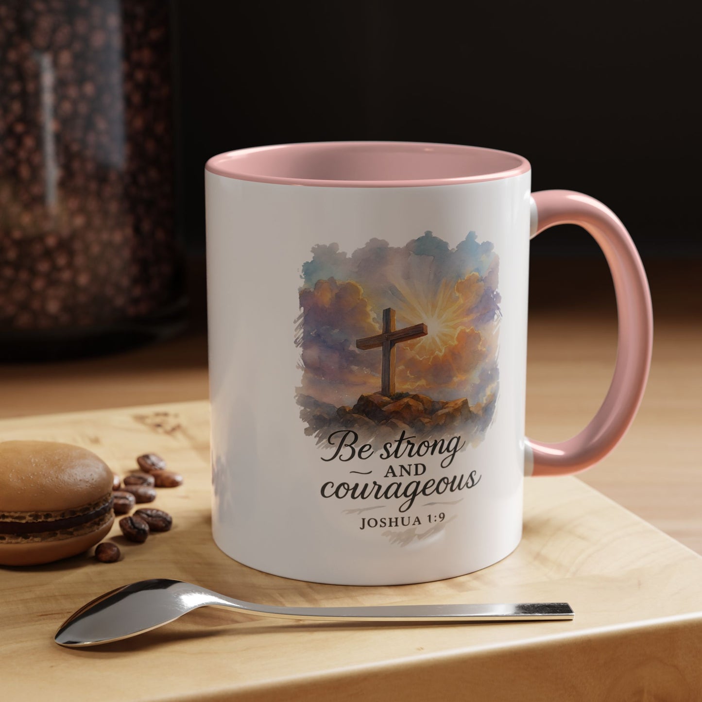 Memorial Accent Coffee Mug - Be Strong and Courageous - Joshua 1:9