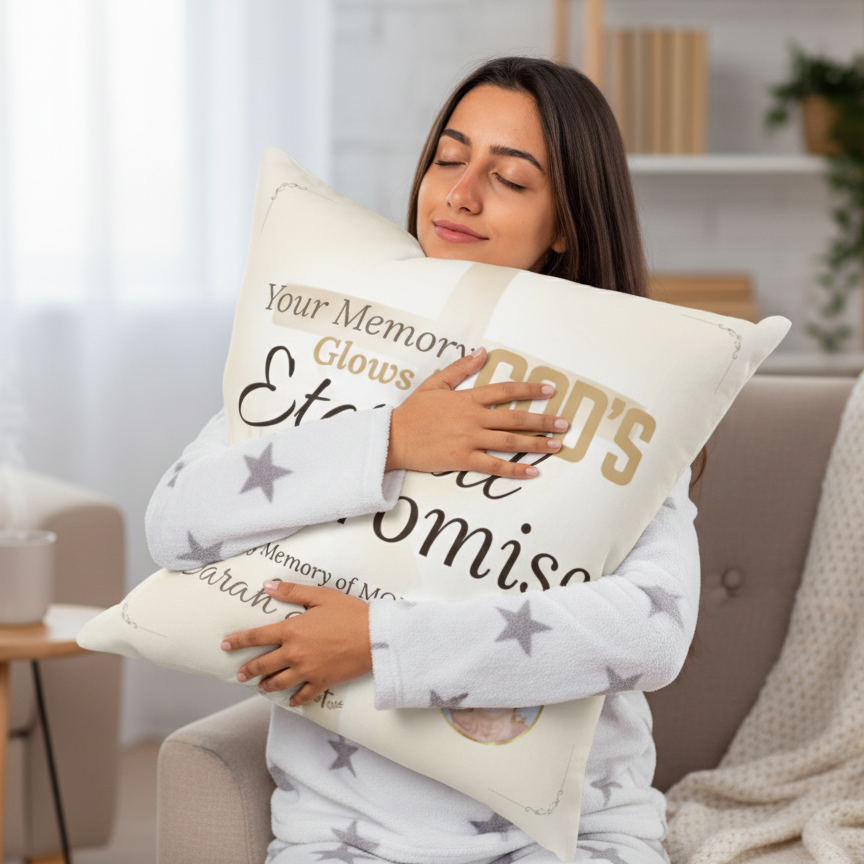 In Loving Memory Pillow – Eternal Promise Design | Personalized Christian Memorial & Sympathy Gift
