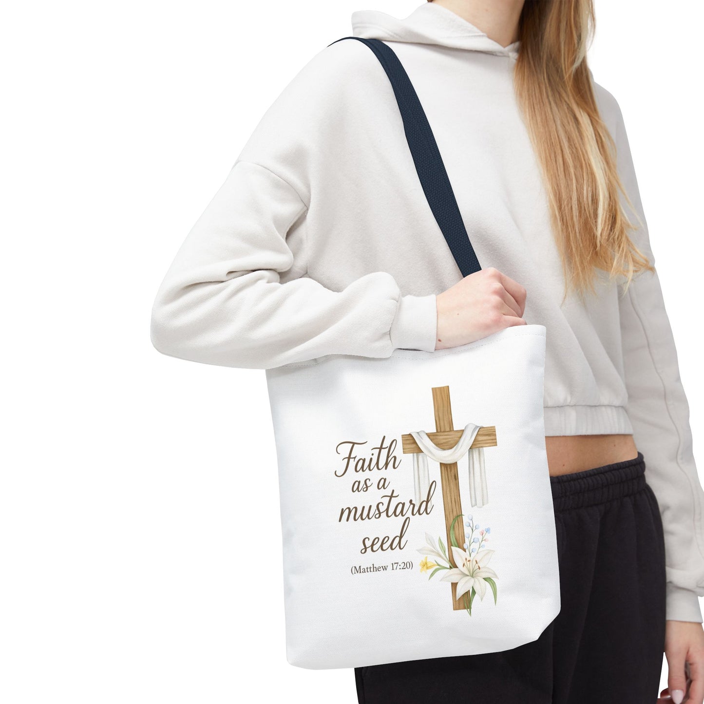 Inspirational Tote Bag - Faith as a Mustard Seed - Matthew 17:20 Memorial Gift