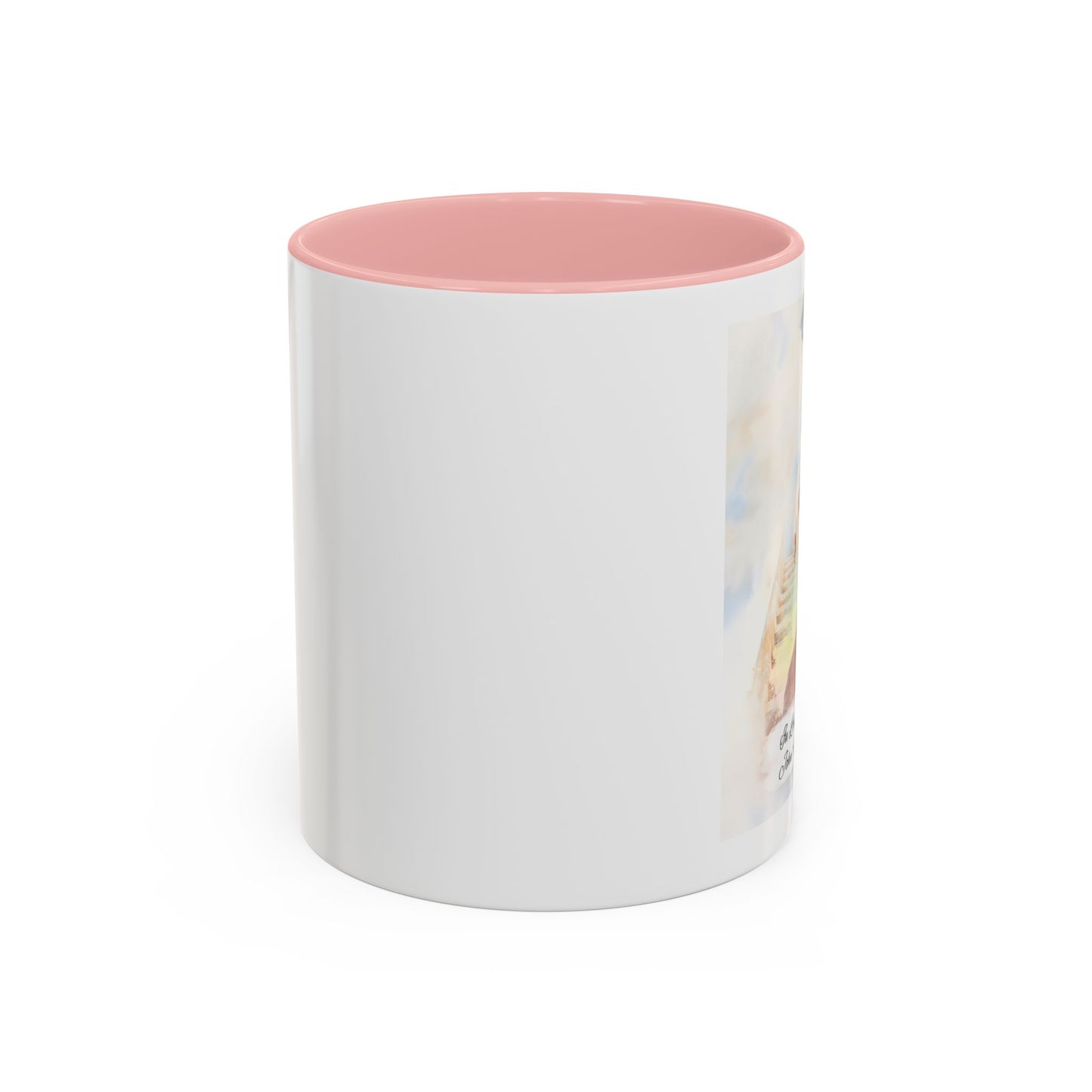 Custom Memorial Accent Coffee Mug with Photo and Text – Sacred Background Keepsake