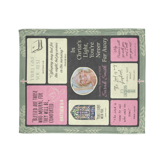 Christ’s Light Memorial Blanket – Soft Floral Design | Personalized Christian Sympathy Gift for Loss of Mother
