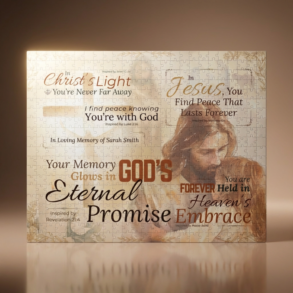 Personalized Sacred Embrace Memorial Puzzle for Her – Eternal Memory Keepsake