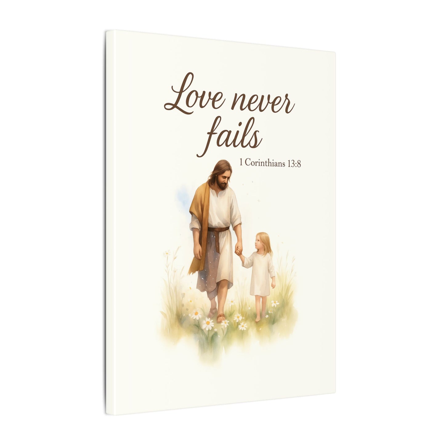 Inspirational Memorial Art Canvas, Bible Verse Love Never Fails Keepsake, Eternal Memory Wall Decor