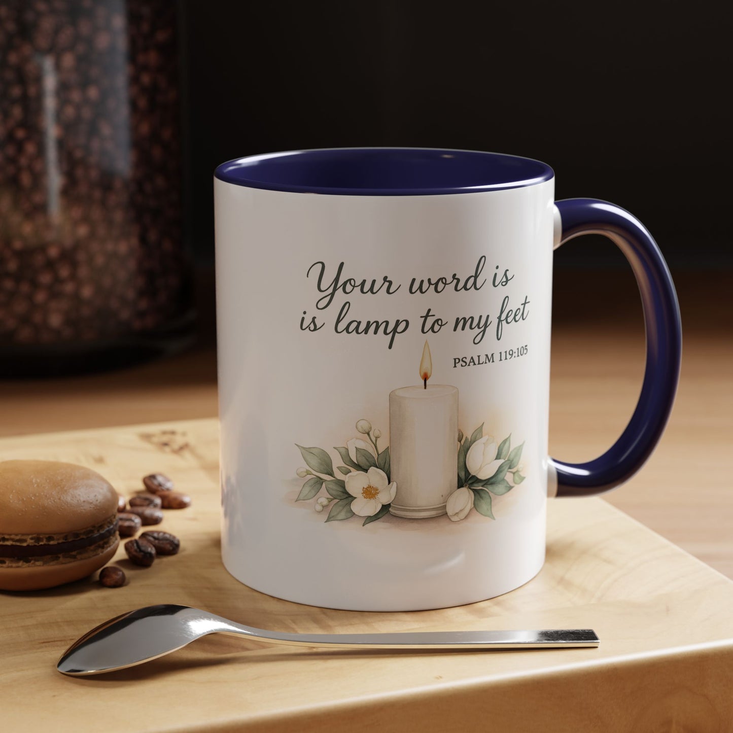 Memorial Accent Coffee Mug - Your Word Is a Lamp to My Feet - Psalm 119:105
