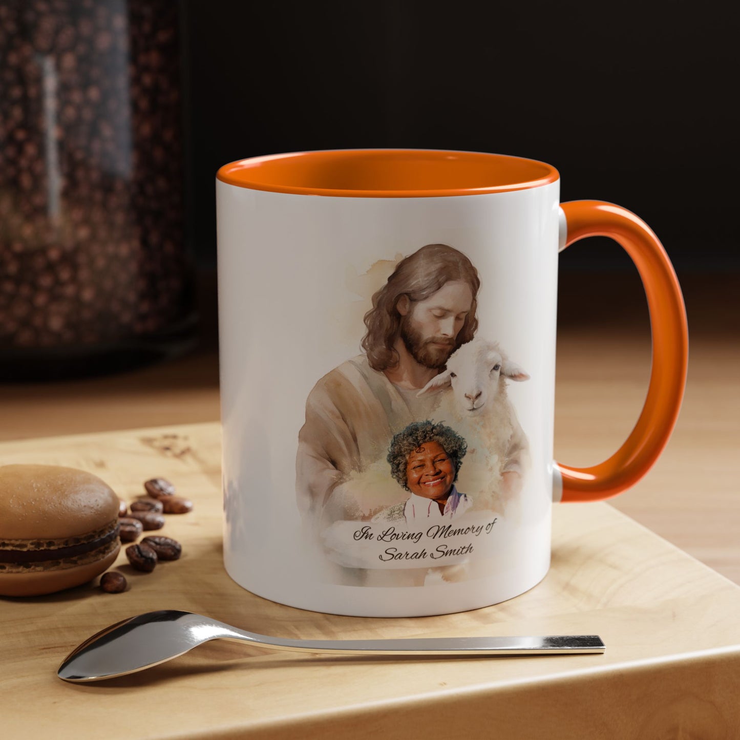 Custom Memorial Accent Coffee Mug with Photo and Text – Sacred Shepherd Keepsake