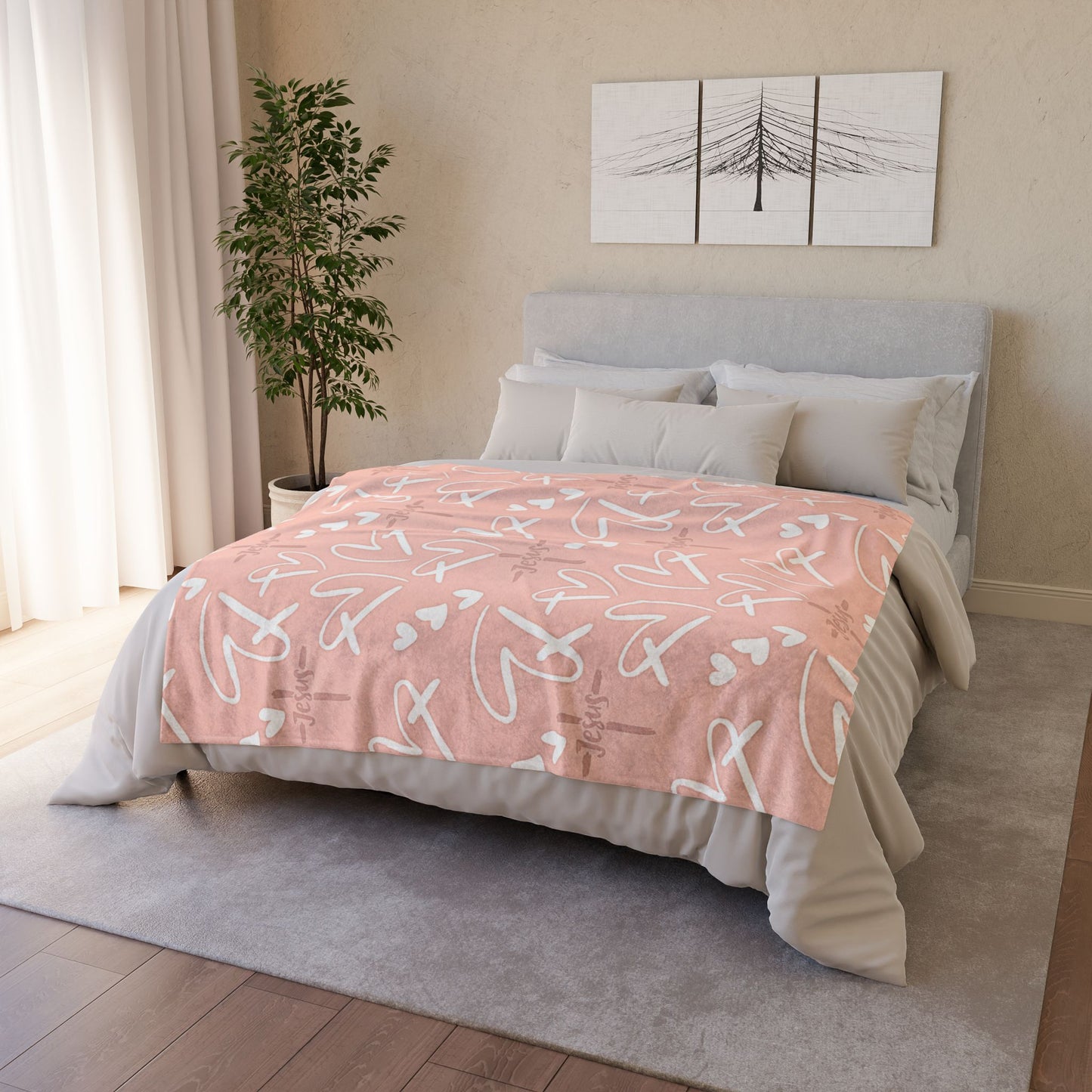 Christian Memorial Blanket - Jesus Heart and Cross Design