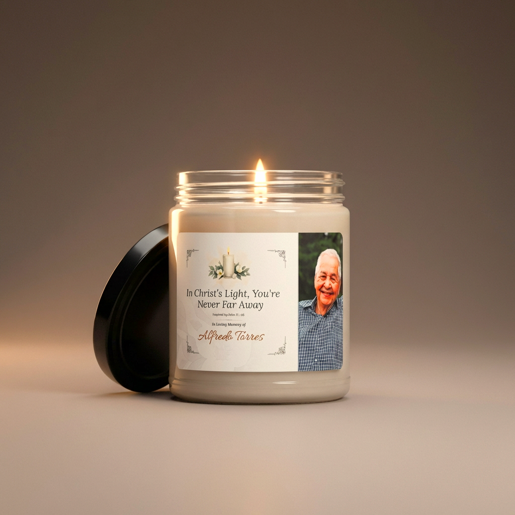 Christ’s Light Memorial Candle | Personalized Christian Sympathy Gift for Him