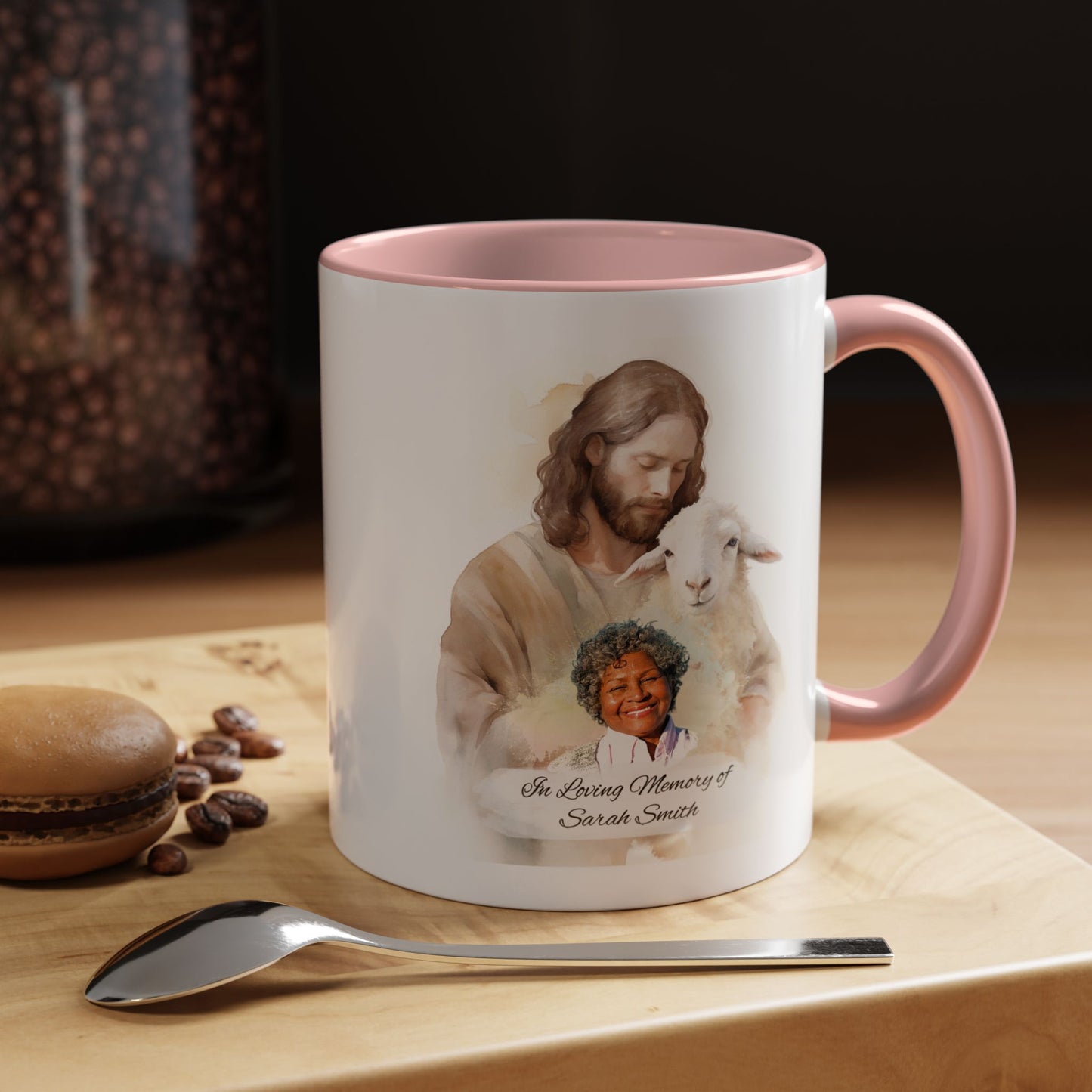 Custom Memorial Accent Coffee Mug with Photo and Text – Sacred Shepherd Keepsake