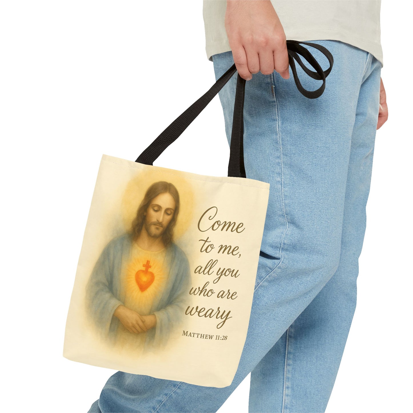 Inspirational Tote Bag - Come to Me, All You Who Are Weary - Matthew 11:28 Memorial Gift