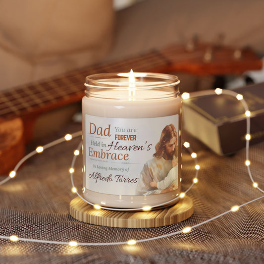 Heaven’s Embrace Memorial Candle | Personalized Christian Sympathy Gift for Loss of Father