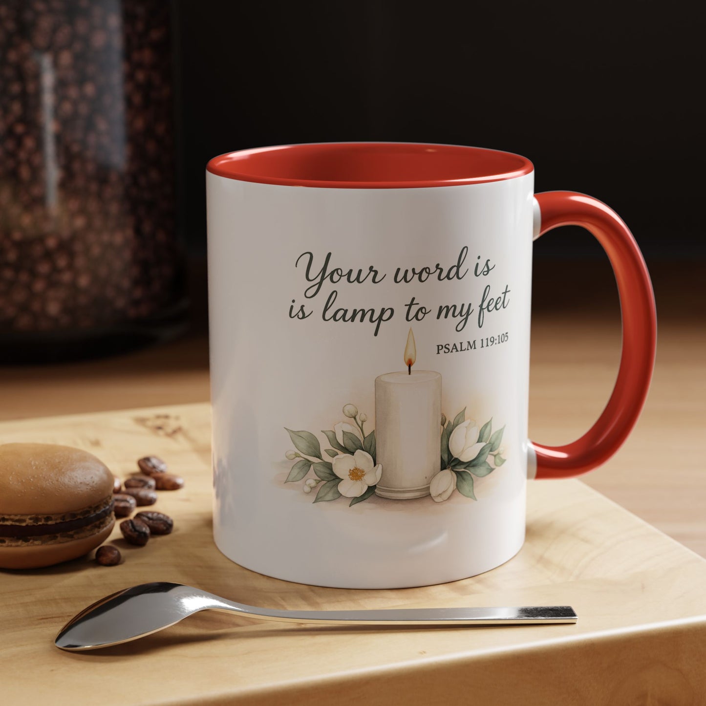 Memorial Accent Coffee Mug - Your Word Is a Lamp to My Feet - Psalm 119:105
