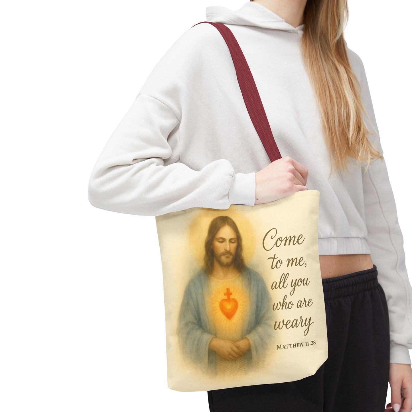 Inspirational Tote Bag - Come to Me, All You Who Are Weary - Matthew 11:28 Memorial Gift