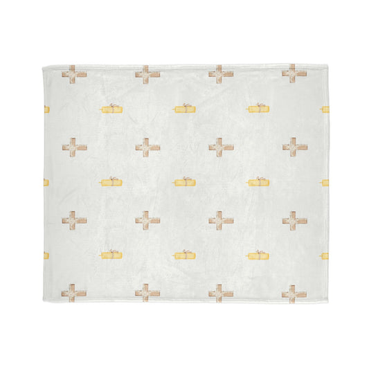 Christian Memorial Blanket - Cross and Candle Memorial Design