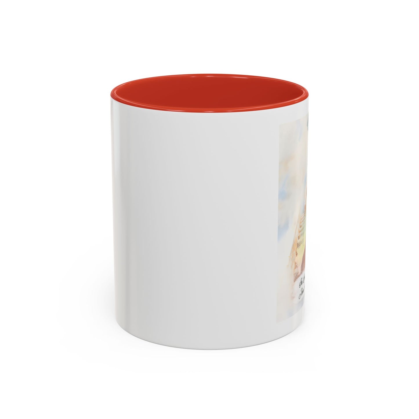 Custom Memorial Accent Coffee Mug with Photo and Text – Sacred Background Keepsake