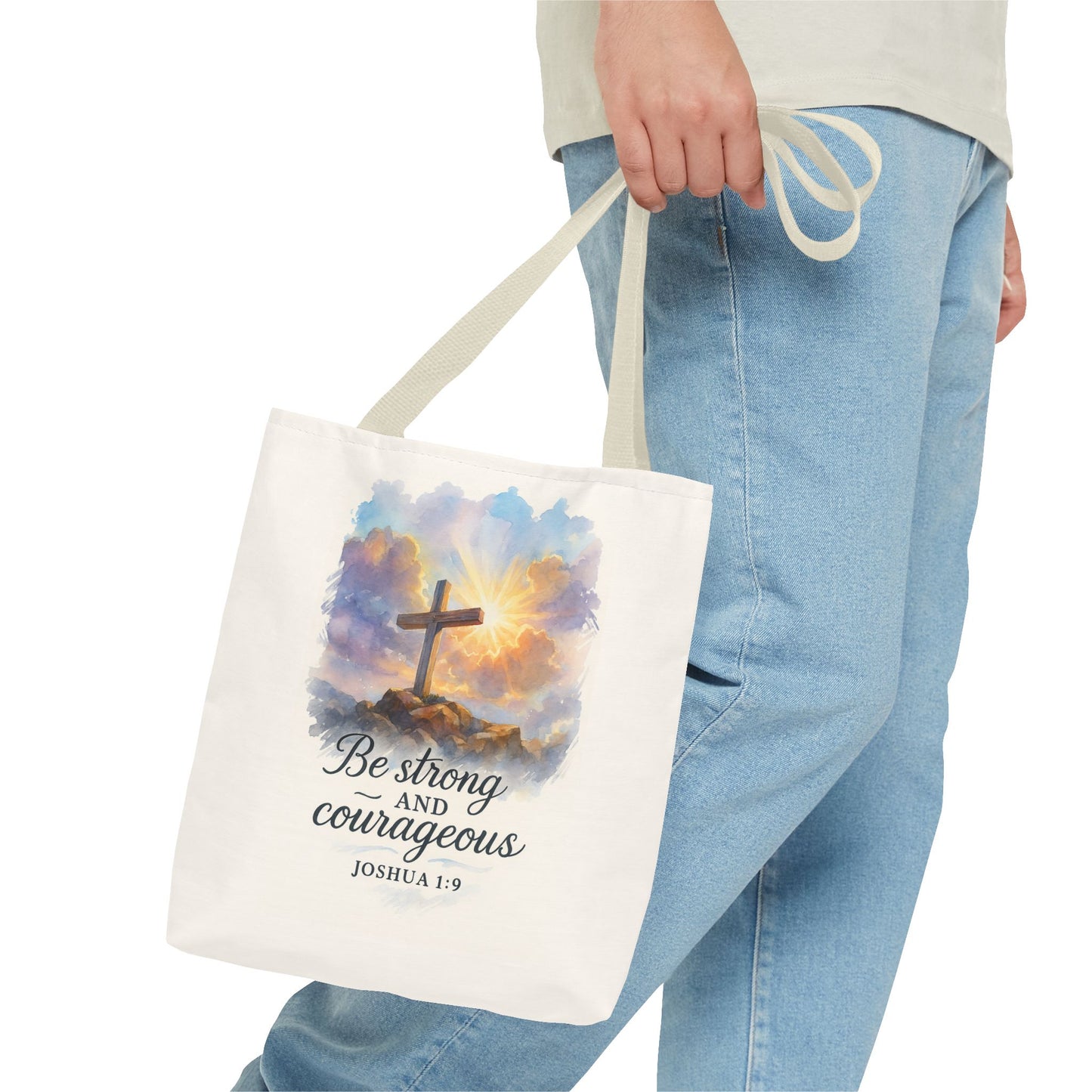Inspirational Tote Bag - Be Strong and Courageous - Joshua 1:9 Memorial Gift