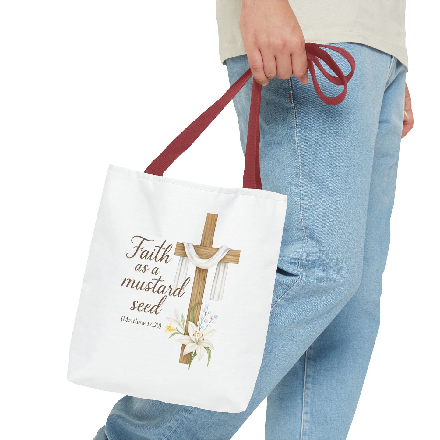 Inspirational Tote Bag - Faith as a Mustard Seed - Matthew 17:20 Memorial Gift
