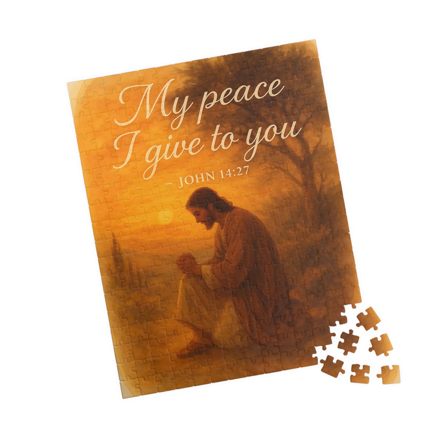 Watercolor Jesus Puzzle - Serenity Over Gethsemane Bible Verse Memorial Gift