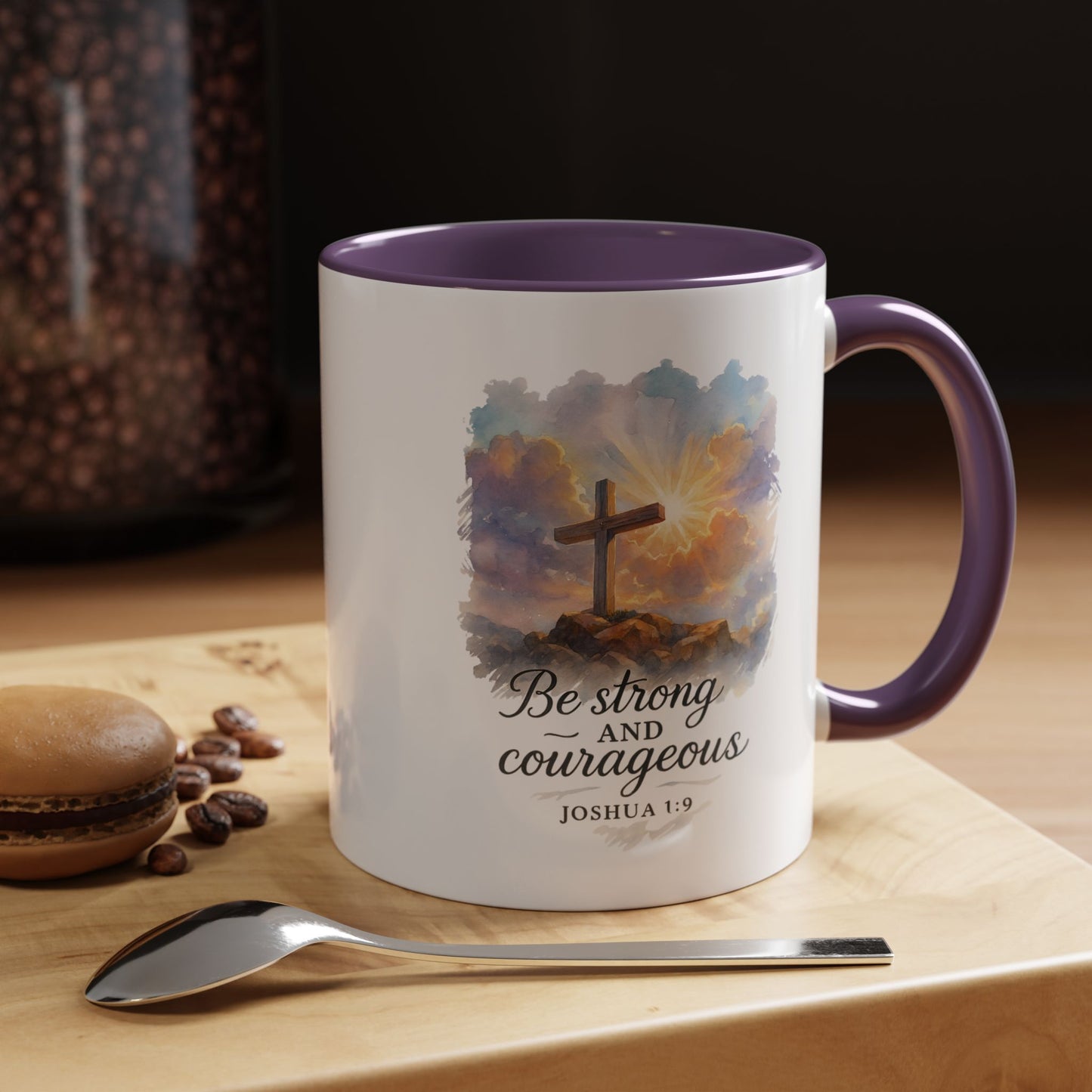 Memorial Accent Coffee Mug - Be Strong and Courageous - Joshua 1:9