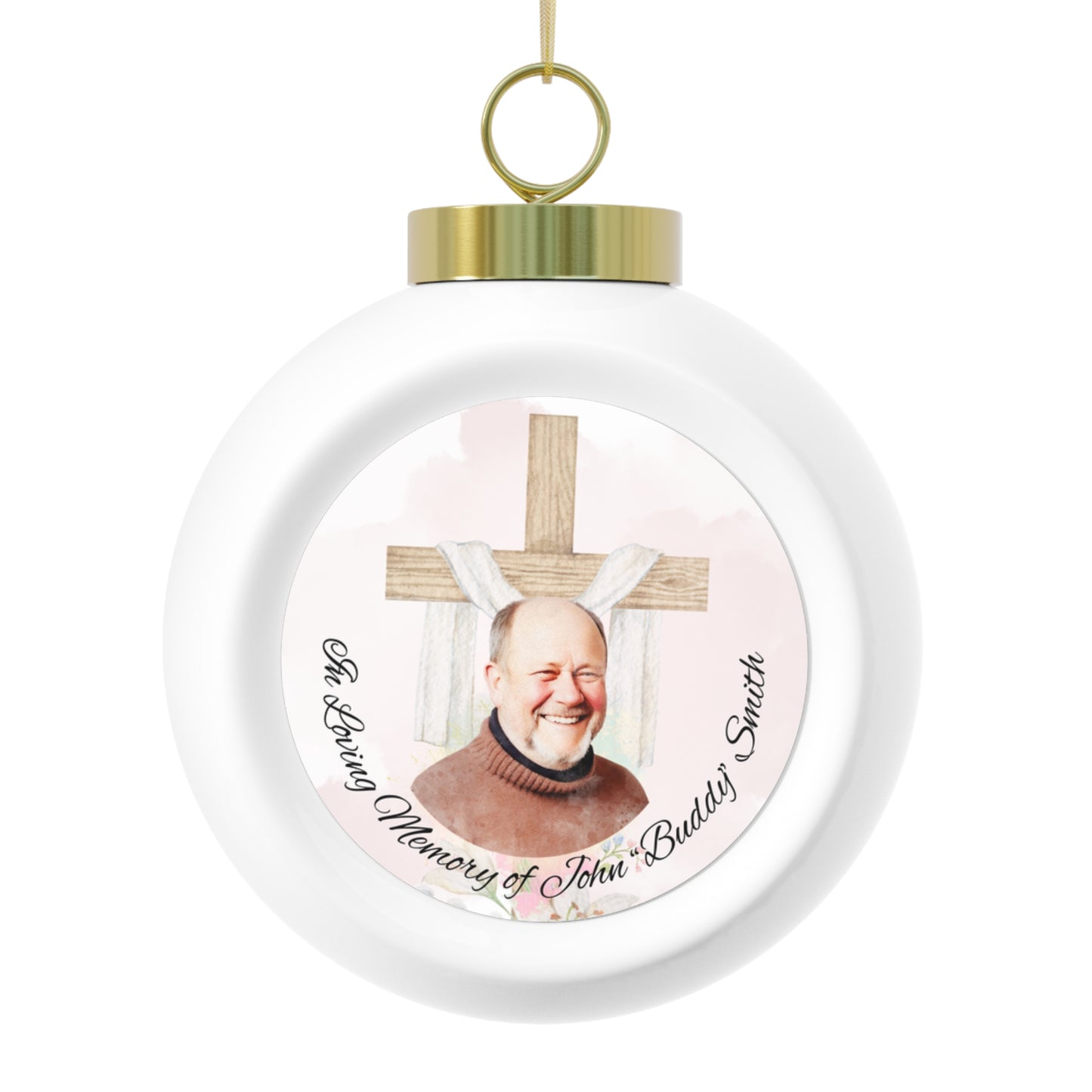 Memorial Christmas Ball Ornament, Personalized Cross of Everlasting Comfort Keepsake, Eternal Memory Holiday Decor