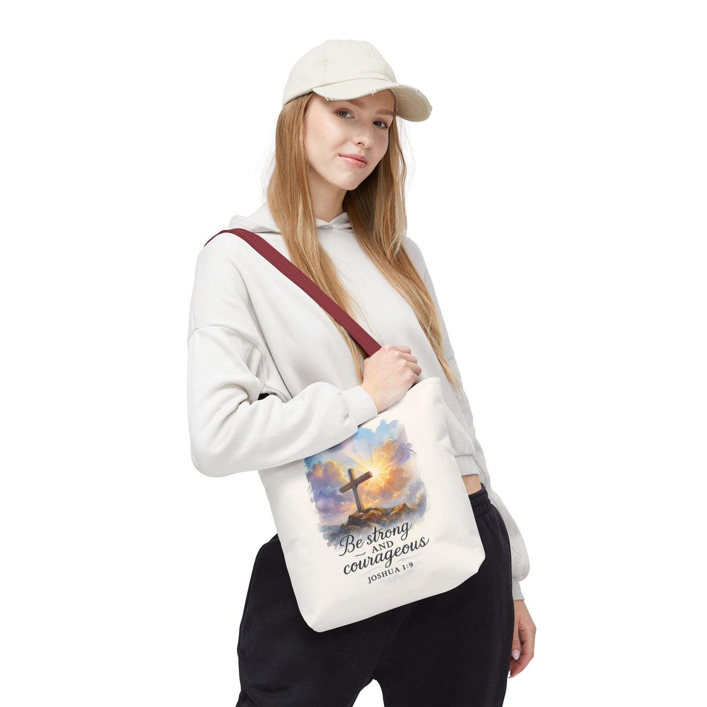 Inspirational Tote Bag - Be Strong and Courageous - Joshua 1:9 Memorial Gift