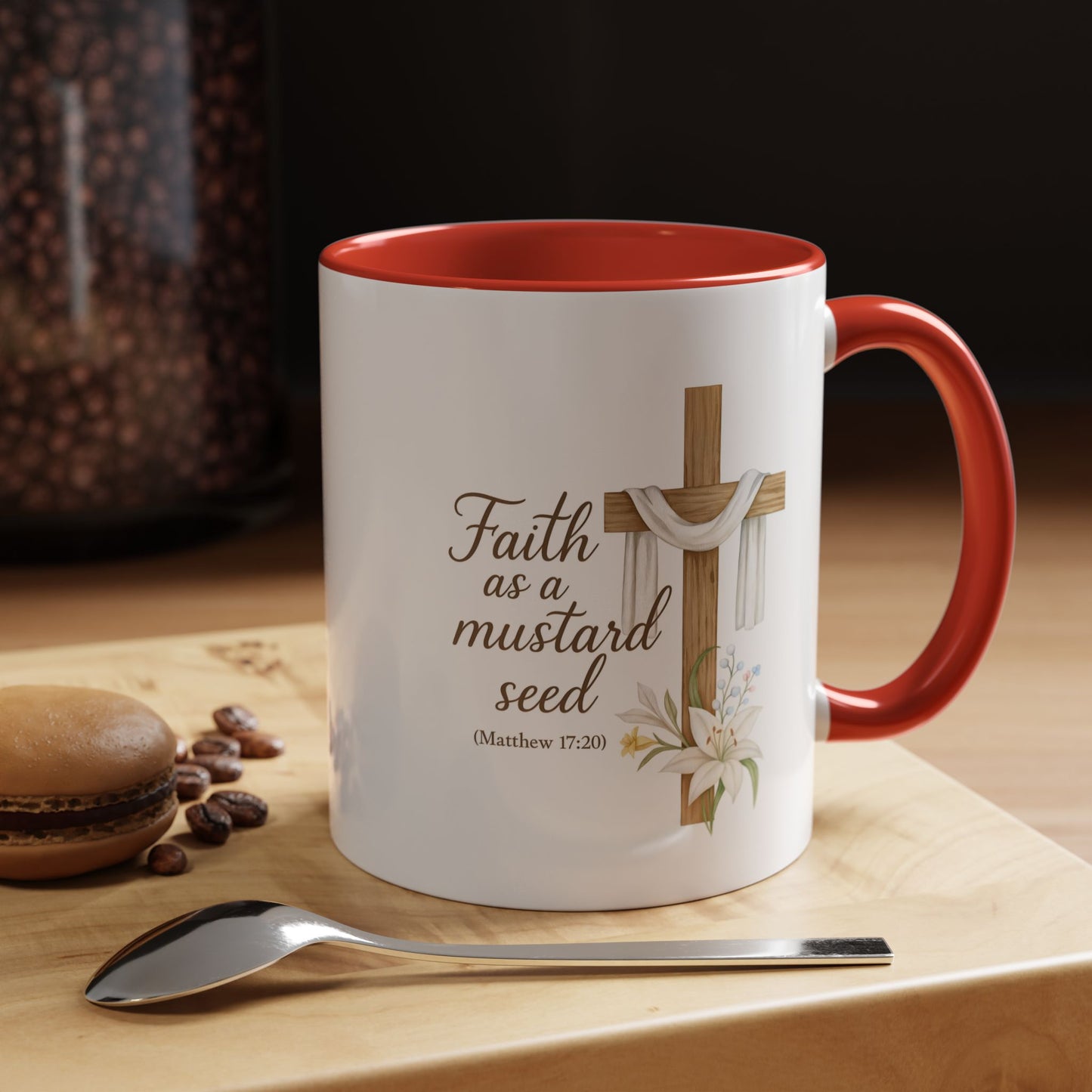 Memorial Accent Coffee Mug - Faith as a Mustard Seed - Matthew 17:20