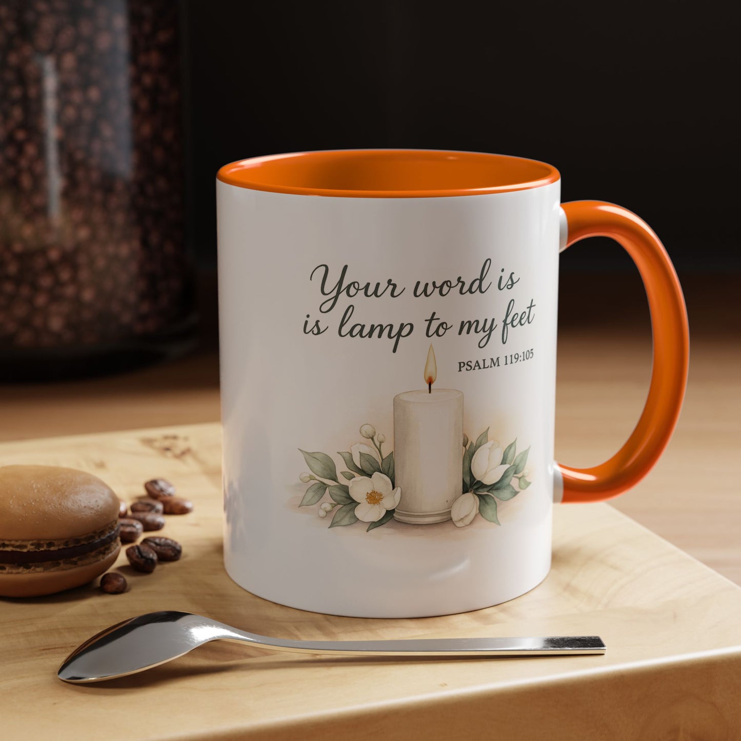 Memorial Accent Coffee Mug - Your Word Is a Lamp to My Feet - Psalm 119:105