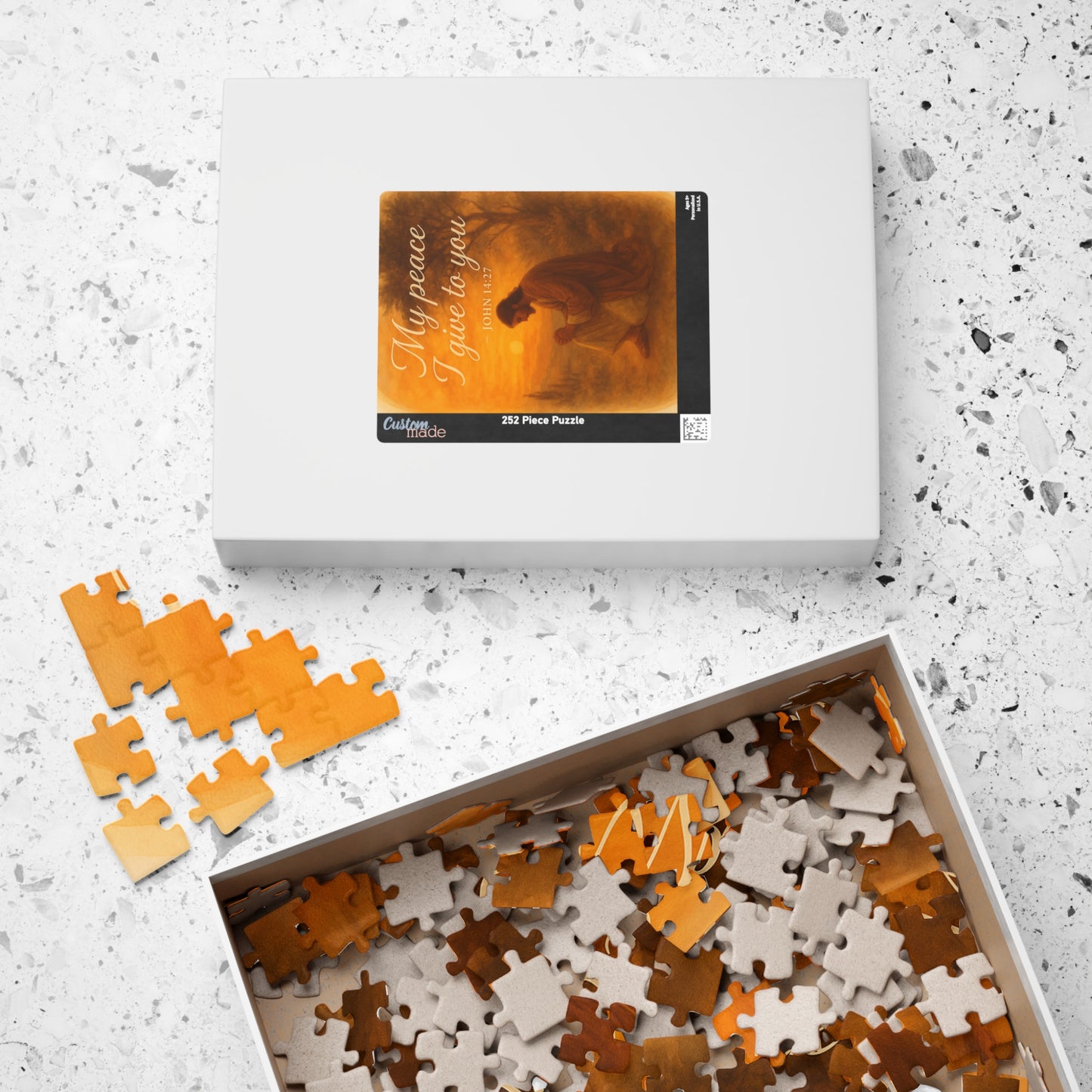 Watercolor Jesus Puzzle - Serenity Over Gethsemane Bible Verse Memorial Gift