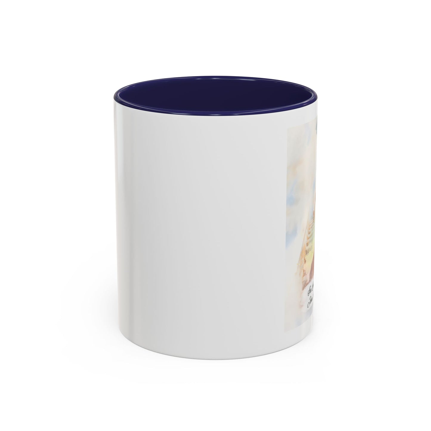 Custom Memorial Accent Coffee Mug with Photo and Text – Sacred Background Keepsake