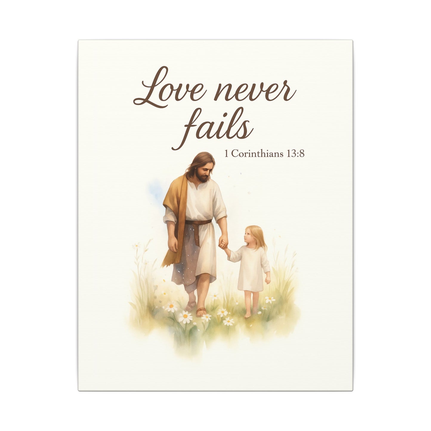 Inspirational Memorial Art Canvas, Bible Verse Love Never Fails Keepsake, Eternal Memory Wall Decor