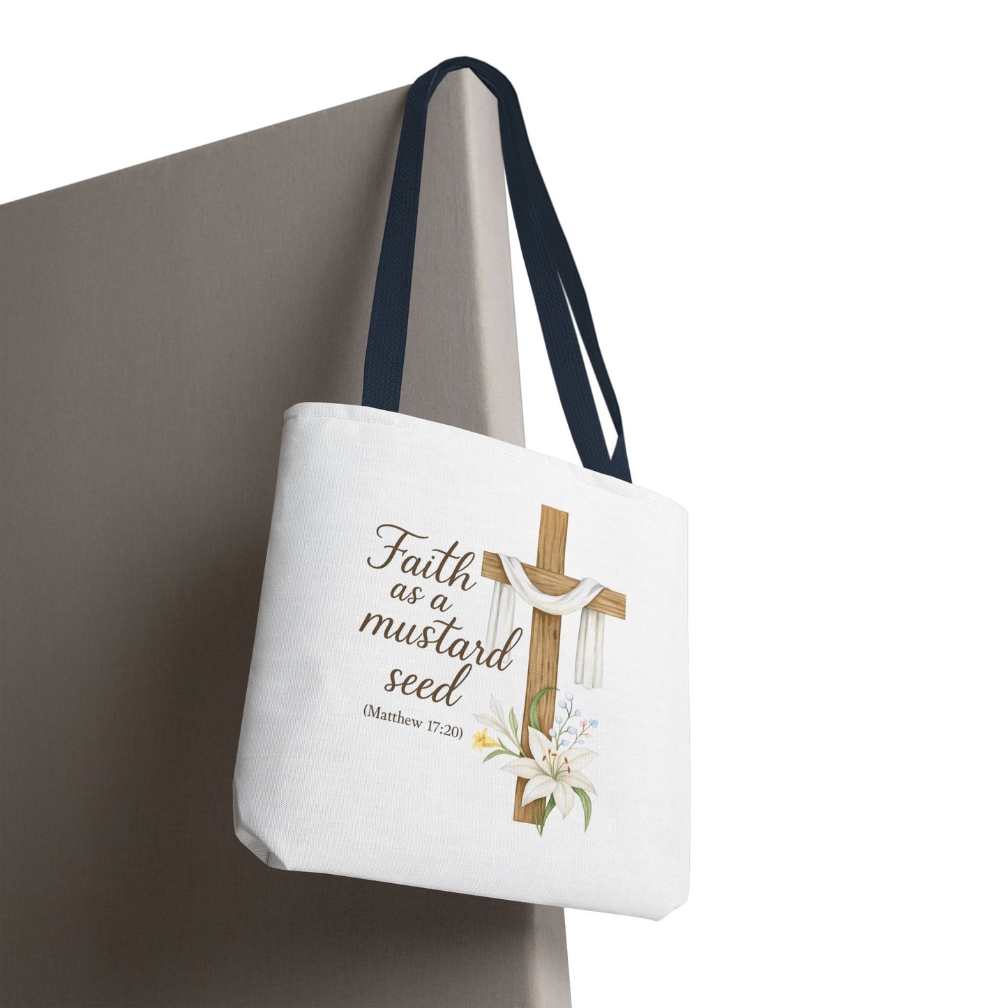 Inspirational Tote Bag - Faith as a Mustard Seed - Matthew 17:20 Memorial Gift