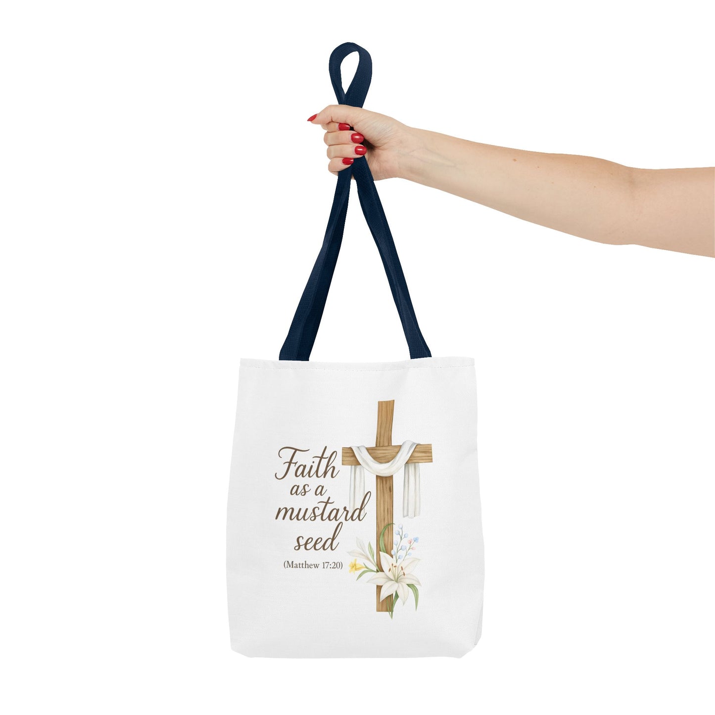 Inspirational Tote Bag - Faith as a Mustard Seed - Matthew 17:20 Memorial Gift