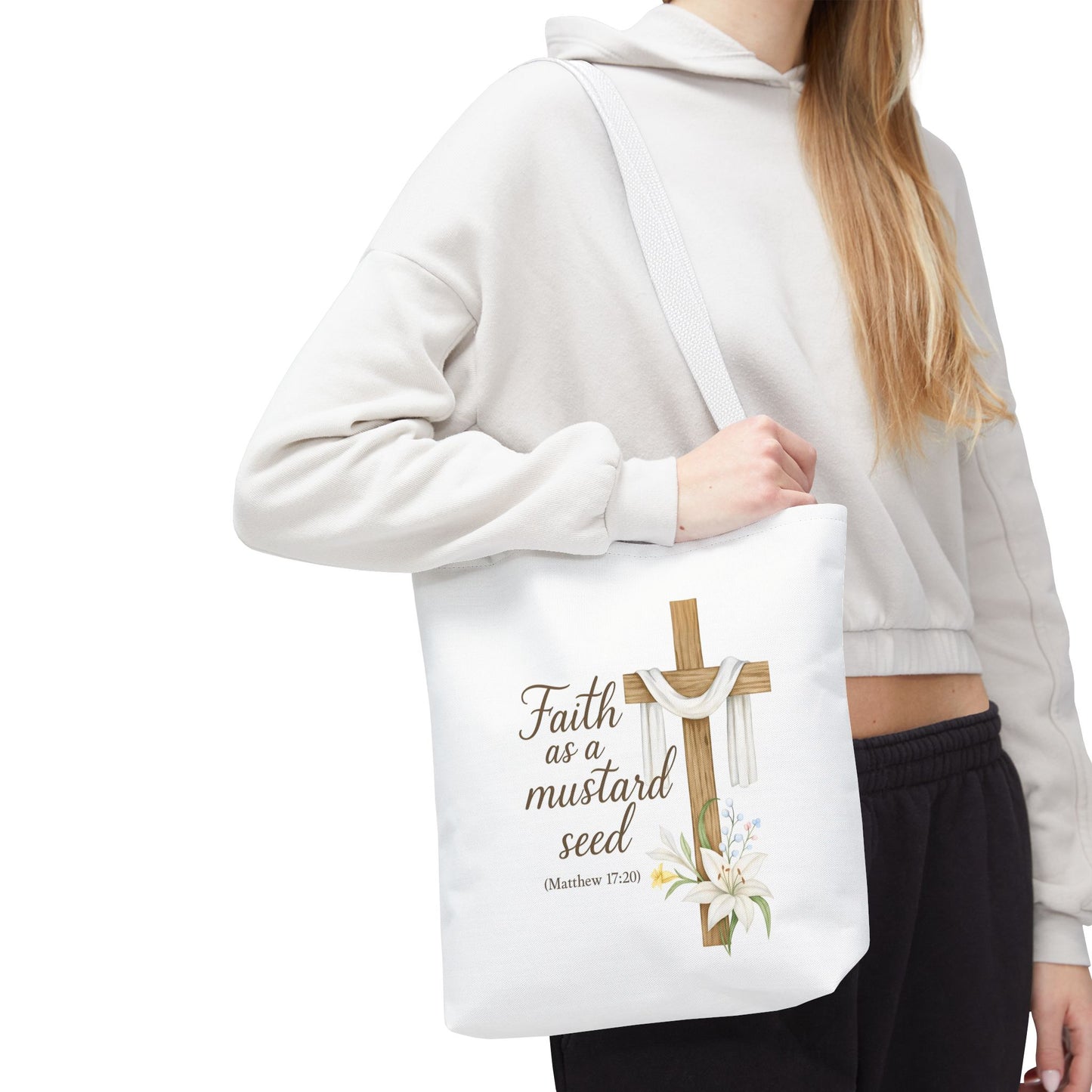 Inspirational Tote Bag - Faith as a Mustard Seed - Matthew 17:20 Memorial Gift