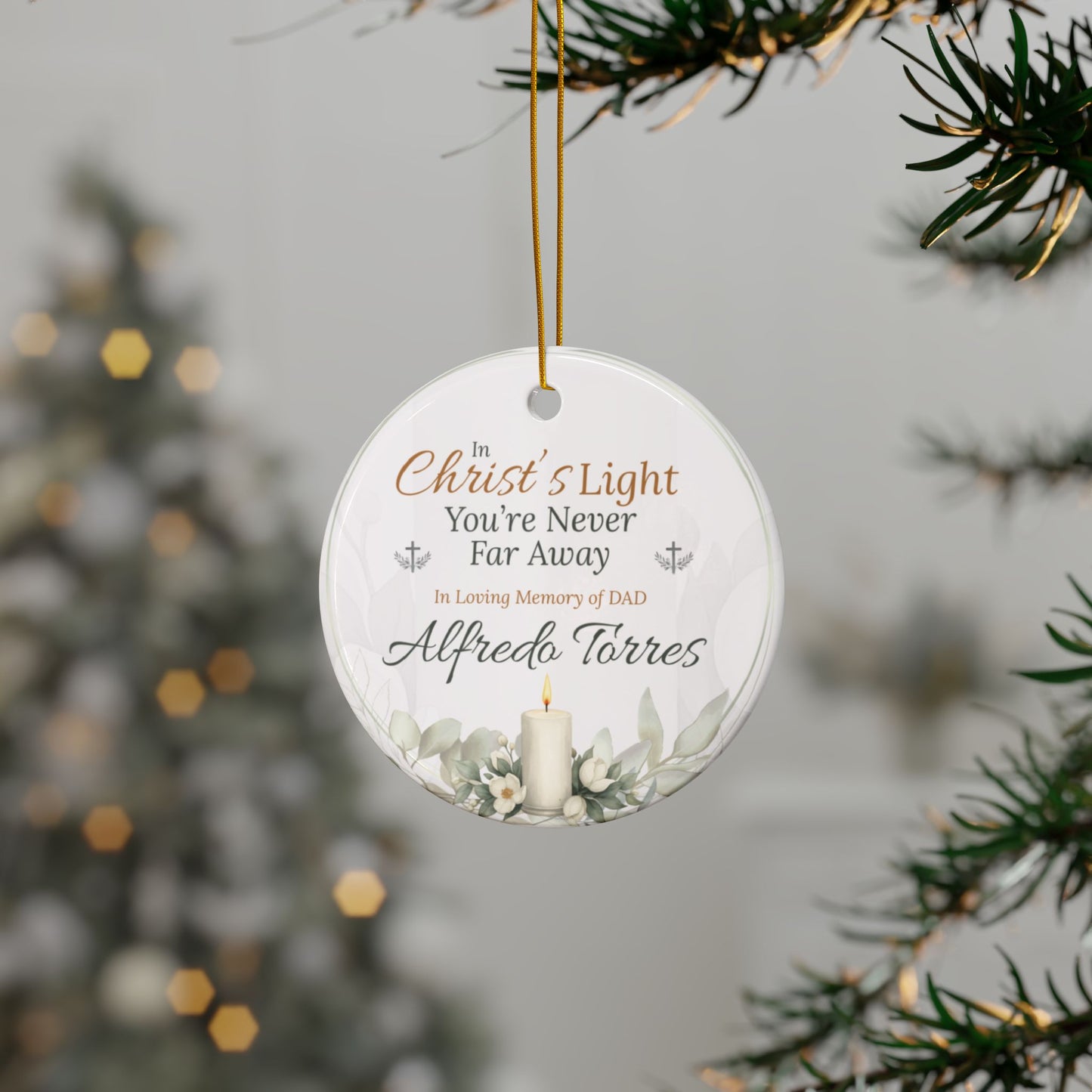 Christ’s Light Memorial Ornament | Personalized Christian Sympathy Gift for Loss of Father