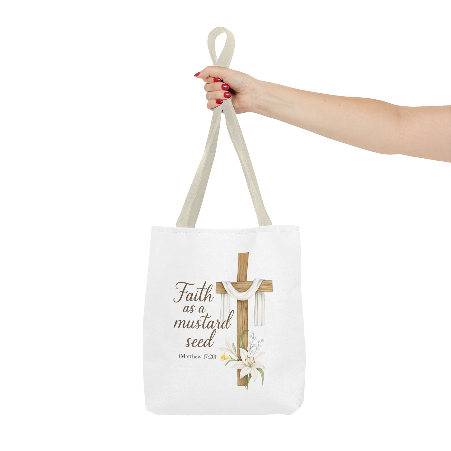 Inspirational Tote Bag - Faith as a Mustard Seed - Matthew 17:20 Memorial Gift