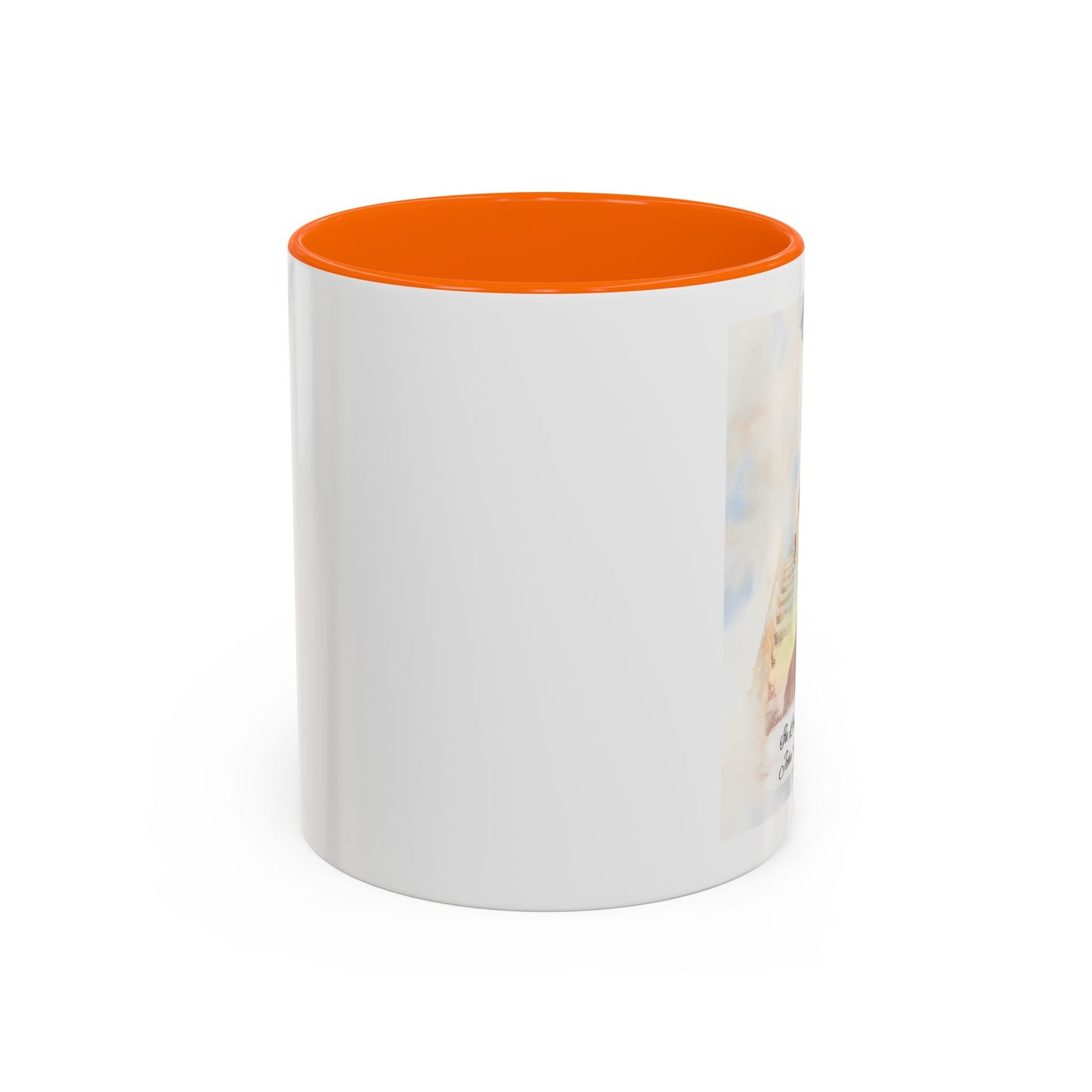 Custom Memorial Accent Coffee Mug with Photo and Text – Sacred Background Keepsake