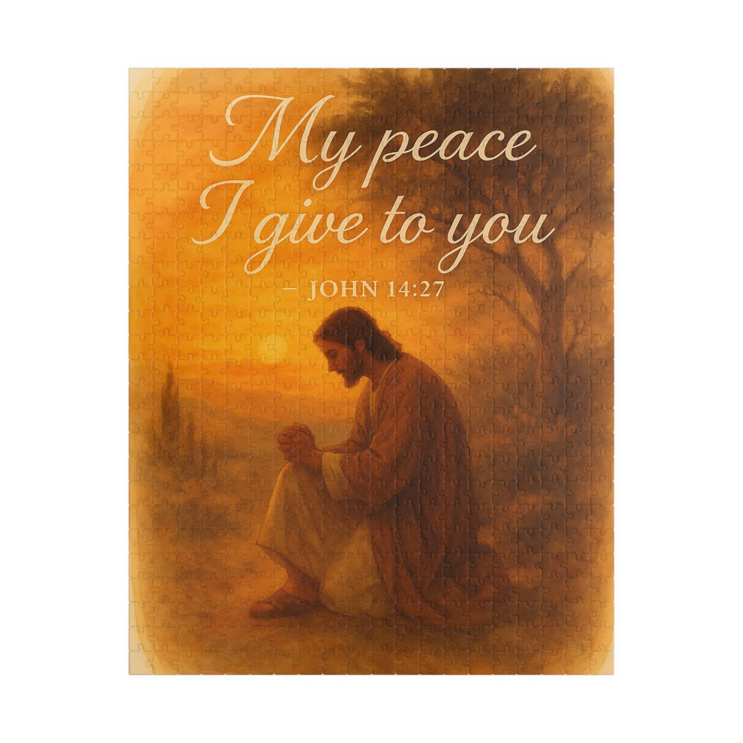 Watercolor Jesus Puzzle - Serenity Over Gethsemane Bible Verse Memorial Gift