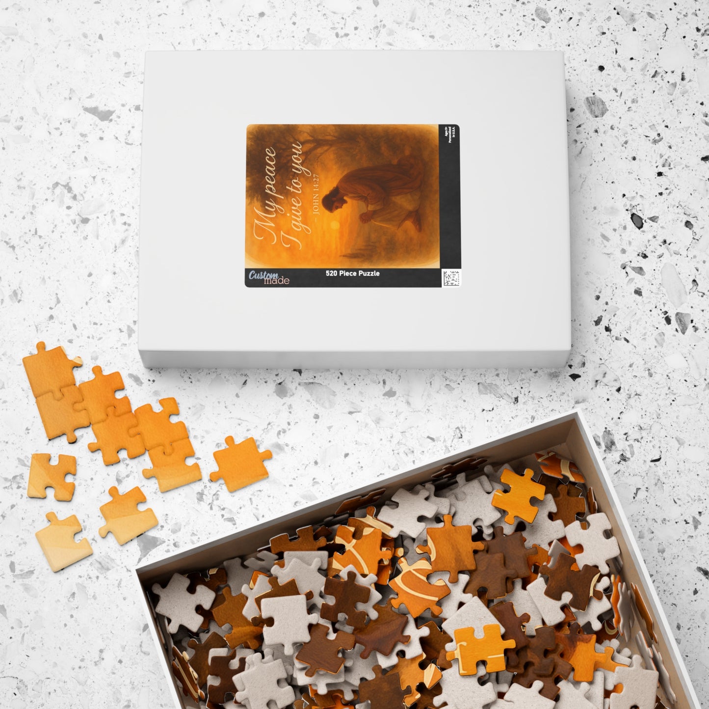 Watercolor Jesus Puzzle - Serenity Over Gethsemane Bible Verse Memorial Gift